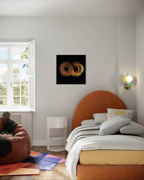 Obra de Iris Lab colgada en la casa de un cliente
