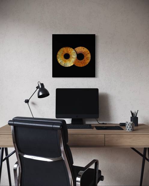 Obra de Iris Lab colgada en la casa de un cliente