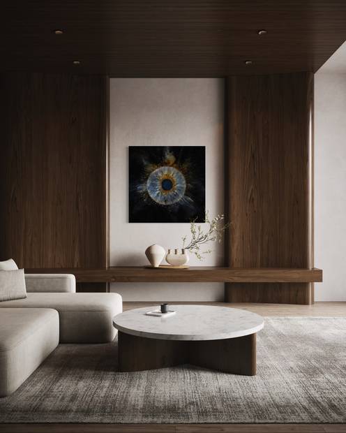 Obra de Iris Lab colgada en la casa de un cliente
