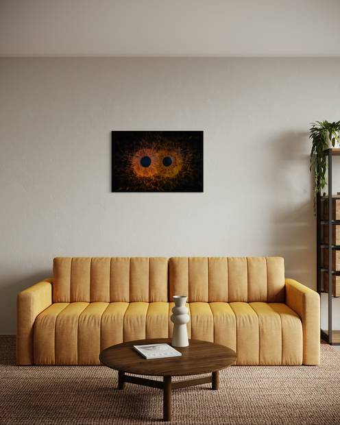 Obra de Iris Lab colgada en la casa de un cliente